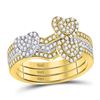 Image 1 : Womens Round Diamond 3-Piece Heart Ring 1/2 Cttw 10kt Two-tone Gold - REF-41H5R