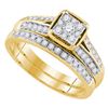 Image 1 : Round Diamond Bridal Wedding Ring Band Set 1/2 Cttw 14kt Yellow Gold - REF-51R9X