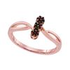 Image 1 : Womens Round Red Color Enhanced Diamond Band Ring 1/20 Cttw 10kt Rose Gold - REF-10R9X