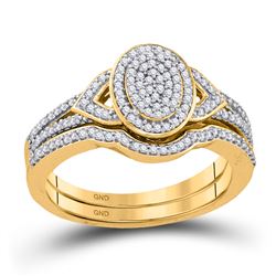 Round Diamond Bridal Wedding Ring Band Set 1/3 Cttw 10kt Yellow Gold - REF-27H9R