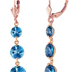 Genuine 7.2 ctw Blue Topaz Earrings 14KT Rose Gold - REF-42K6V