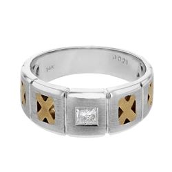 0.21 CTW Princess Diamond Ring 14K 2Tone Gold - REF-73Y9X