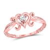 Image 1 : Womens Round Diamond Heart Solitaire Ring 1/10 Cttw 10kt Rose Gold - REF-15X9A