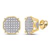 Image 1 : Mens Round Diamond Octagon Cluster Earrings 1/4 Cttw 10kt Yellow Gold - REF-19M5H