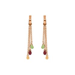 Genuine 4.9 ctw Garnet, Peridot & Citrine Earrings 14KT Rose Gold - REF-43X6M