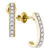 Image 1 : Womens Round Diamond Half J Hoop Earrings 1/5 Cttw 10kt Yellow Gold - REF-16W9K