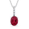Image 1 : Womens Oval Lab-Created Ruby Solitaire Diamond Pendant 1 Cttw 10kt White Gold - REF-6X5A
