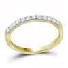 Image 1 : Womens Round Pave-set Diamond Single Row Wedding Band 1/4 Cttw 14kt Yellow Gold - REF-21R5X