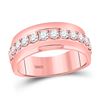 Image 1 : Mens Machine Set Round Diamond Wedding Band Ring 1 Cttw 14kt Rose Gold - REF-120X5A