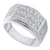 Image 1 : Mens Round Diamond Triple Row Band Ring 1/2 Cttw 10kt White Gold - REF-36N5F