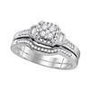 Image 1 : Round Diamond Cluster Bridal Wedding Ring Band Set 3/8 Cttw 10k White Gold - REF-35F5W