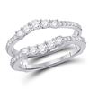 Image 1 : Womens Round Diamond Wrap Ring Guard Enhancer 3/4 Cttw 14kt White Gold - REF-68H5R