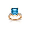 Genuine 7.62 ctw Blue Topaz & Diamond Ring 14KT Rose Gold - REF-84X6M