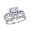 Round Diamond Bridal Wedding Ring Band Set 7/8 Cttw 14kt White Gold - REF-76F5W