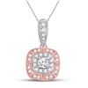 Womens Round Diamond Cushion Halo Pendant 3/8 Cttw 14kt Two-tone Gold - REF-30H9R