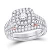 Image 1 : Round Diamond Bridal Wedding Ring Band Set 1-1/4 Cttw 14kt Two-tone Gold - REF-134K5Y