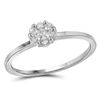 Image 1 : Womens Round Diamond Flower Cluster Ring 1/10 Cttw 14kt White Gold - REF-16H9R