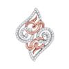 Image 1 : Womens Round Diamond Curl Fashion Pendant 1/5 Cttw 10kt Two-tone Gold - REF-9M5H