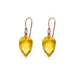 Genuine 19 ctw Citrine Earrings 14KT Rose Gold - REF-28X4M
