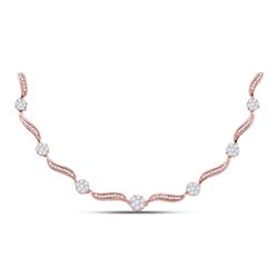 Womens Round Diamond Cocktail Cluster Necklace 2-1/2 Cttw 14kt White Gold - REF-252K5Y