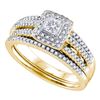 Image 1 : Princess Diamond Bridal Wedding Ring Band Set 1/2 Cttw 14kt Yellow Gold - REF-66H5R