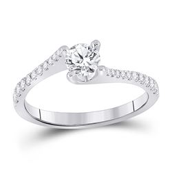 Round Diamond Solitaire Bridal Wedding Engagement Ring 3/4 Cttw 14kt White Gold - REF-126X9A