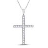 Image 1 : Womens Round Diamond Religious Cross Pendant 1/3 Cttw 10kt White Gold - REF-20R5X