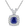 Image 1 : Womens Round Lab-Created Blue Sapphire Solitaire Pendant 3-1/2 Cttw 10kt White Gold - REF-17R5X