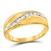 Image 1 : Mens Round Diamond Single Row Band Ring 1/8 Cttw 10kt Yellow Gold - REF-24X5A