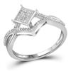 Image 1 : Womens Round Diamond Square Cluster Ring 1/4 Cttw 10kt White Gold - REF-16R9X