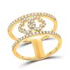 Image 1 : Womens Round Diamond Linked Clover Fashion Ring 3/8 Cttw 10kt Yellow Gold - REF-30H9R