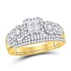 Image 1 : Princess Diamond Bridal Wedding Ring Band Set 1 Cttw 14kt Yellow Gold - REF-74K5Y
