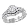 Image 1 : Round Diamond Cluster Bridal Wedding Ring Band Set 1/2 Cttw 10kt White Gold - REF-52X9A