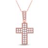 Image 1 : Womens Round Diamond Squared Cross Pendant 1/5 Cttw 14kt Rose Gold - REF-10H5R