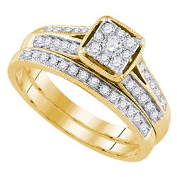 1/2 CTW Round Diamond Bridal Wedding Engagement Ring 14kt Yellow Gold - REF-52R8H