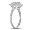 Image 2 : 1 CTW Round Diamond Concentric Double Halo Cluster Ring 14kt White Gold - REF-83M9A