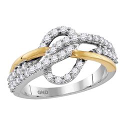 5/8 CTW Round Diamond Woven Ring 10kt Two-tone White Yellow Gold - REF-41Y9X