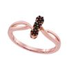 Image 1 : 1/20 CTW Round Red Color Enhanced Diamond Ring 10kt Rose Gold - REF-9T6K