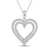 Image 1 : 1/2 CTW Round Diamond Double Frame Heart Pendant 10kt White Gold - REF-30T3K