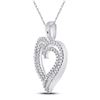 Image 3 : 1/2 CTW Round Diamond Double Frame Heart Pendant 10kt White Gold - REF-30T3K