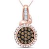 Image 1 : 3/8 CTW Round Brown Diamond Circle Cluster Pendant 14kt Rose Gold - REF-24Y3X