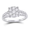 Image 1 : 1 CTW Round Diamond Flower Cluster Ring 14kt White Gold - REF-77F9M