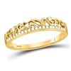 Image 1 : 1/12 CTW Round Diamond Floral Accent Stackable Ring 10kt Yellow Gold - REF-11F9M