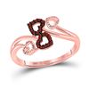 Image 1 : 1/20 CTW Round Red Color Enhanced Diamond Heart Ring 10kt Rose Gold - REF-10X8T