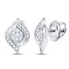 Image 1 : 1/4 CTW Round Diamond Flower Cluster Screwback Stud Earrings 14kt White Gold - REF-30F3M