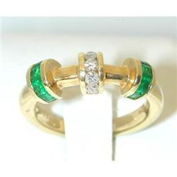 2277  KRYPELL 18K Gold Ring w/Emerald/Diamond