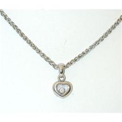 2804 CHOPARD 18k White Gold Necklace w/Diamond Pendant
