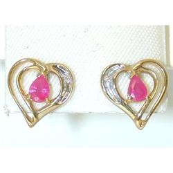 3687 10k TT Gold Ruby Earrings
