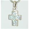 Image 1 : 7254 Silver/ 18K Gold Cross Pendant w/ Blue Topaz