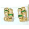 Image 1 : 7262 KRYPELL 18K Gold Earrings w/ Emerald/ Diamonds